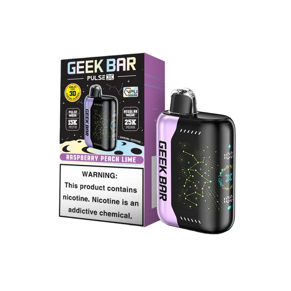 Geek Bar - Pulse X 25k Puffs Rechargeable  Disposable Vape - Raspberry Peach Ice